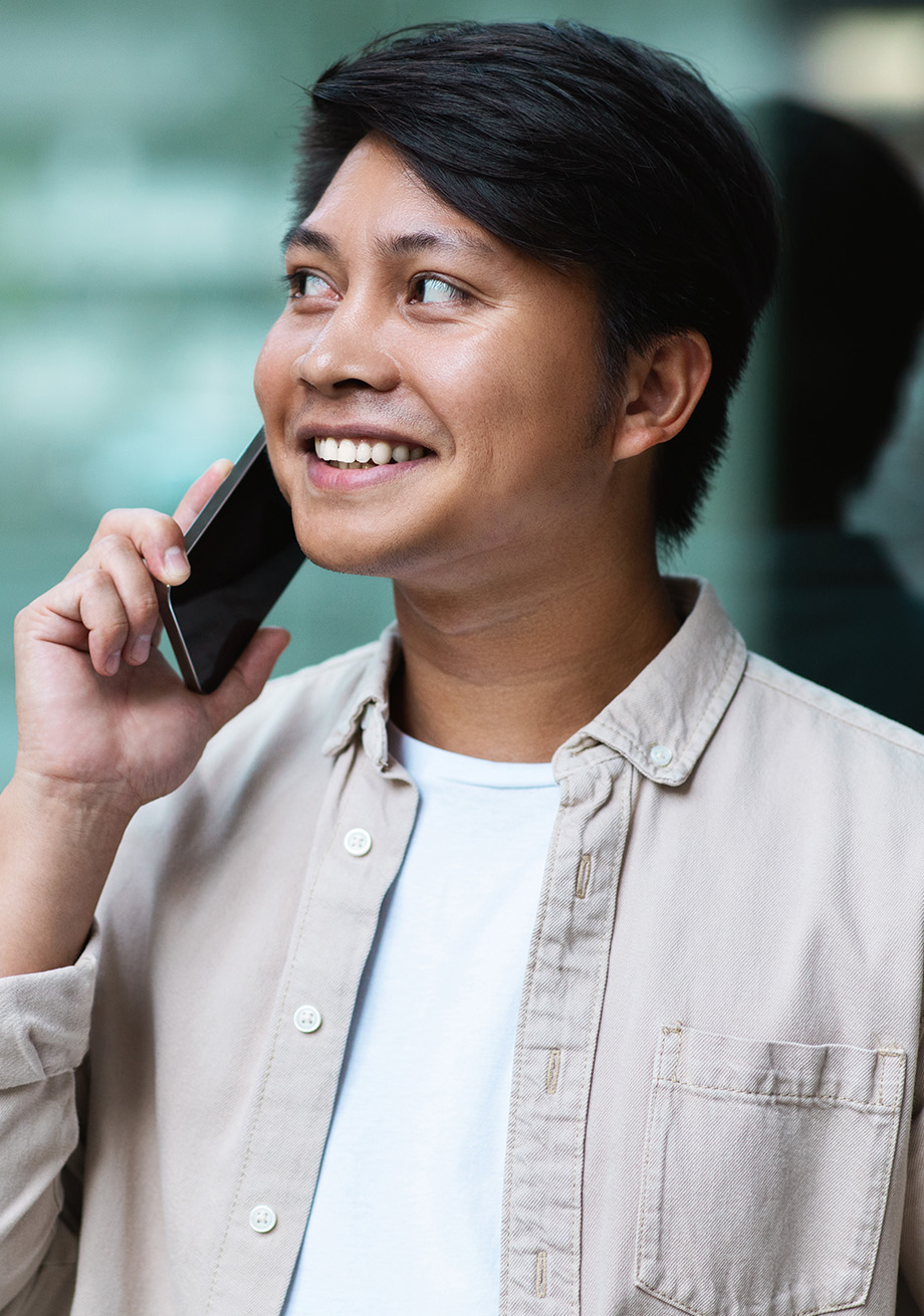 Customer speaking on the phone